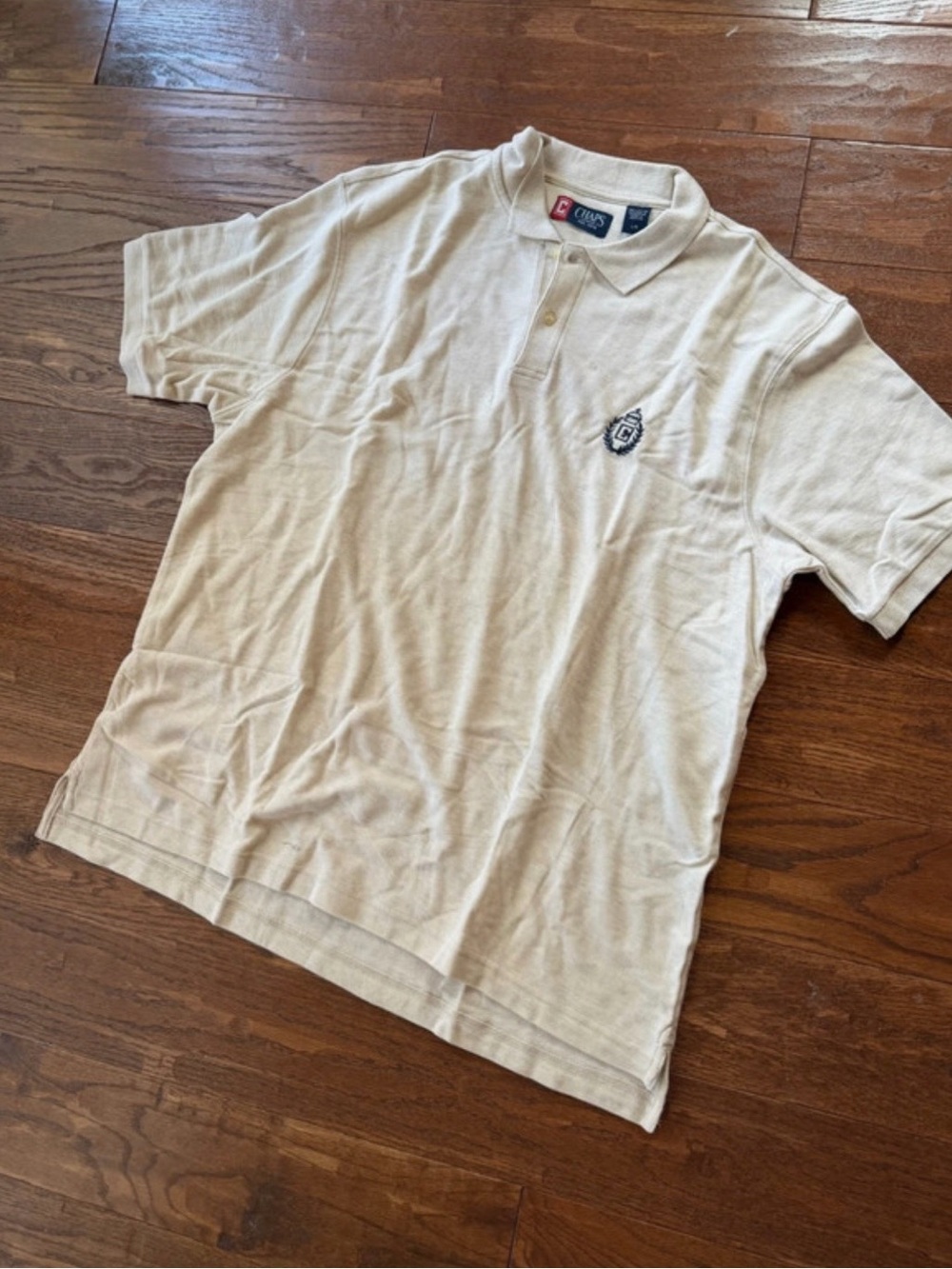 Chaps Men's Cream Polo with Embroidered Crest